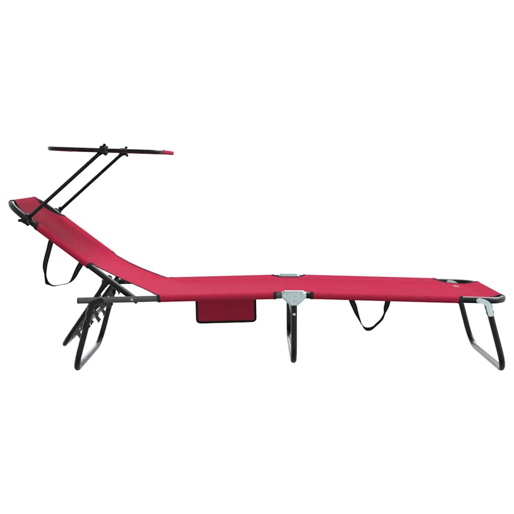 Folding Sun Lounger Folding 1-person Red 56 x 190 x 81cm Fabric